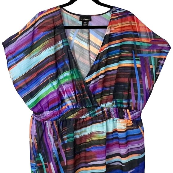 Lane Bryant Top Size 18/20 Babydoll Sheer Cross Over Front Elasticized Waist EUC - Picture 2 of 12